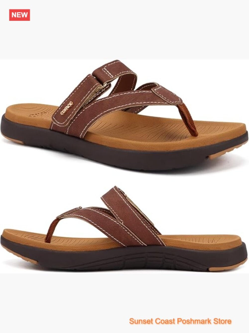 Orthotic Flip Flops With Arch Support Vegan Leather Strap